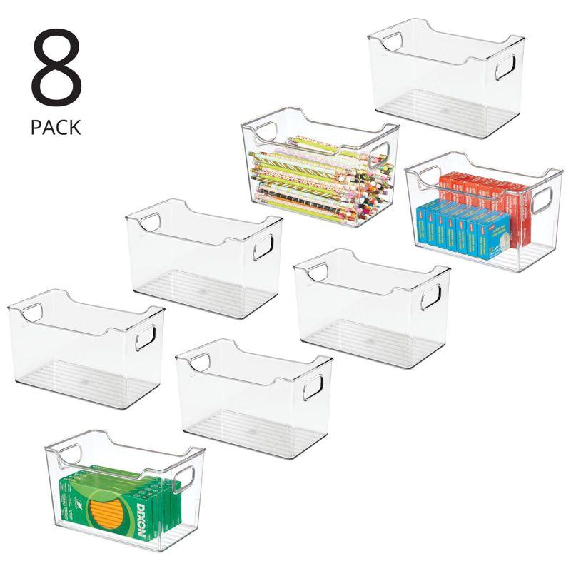 mDesign Deep Plastic Office Storage Container Bin with Handles - Clear