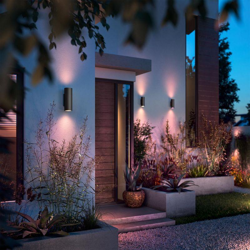 Black LED Smart Outdoor Wall Lantern with Color Ambiance