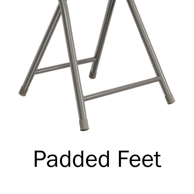 Trademark Home Set of 2 Heavy-Duty Bar Stools, 18 in. Folding Stools with Padded Seats, Gray