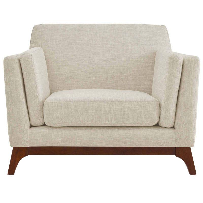 Modway Chance Upholstered Fabric Armchair Beige: Polyester, Wood Frame, Spot Clean, Modern Lounge Style