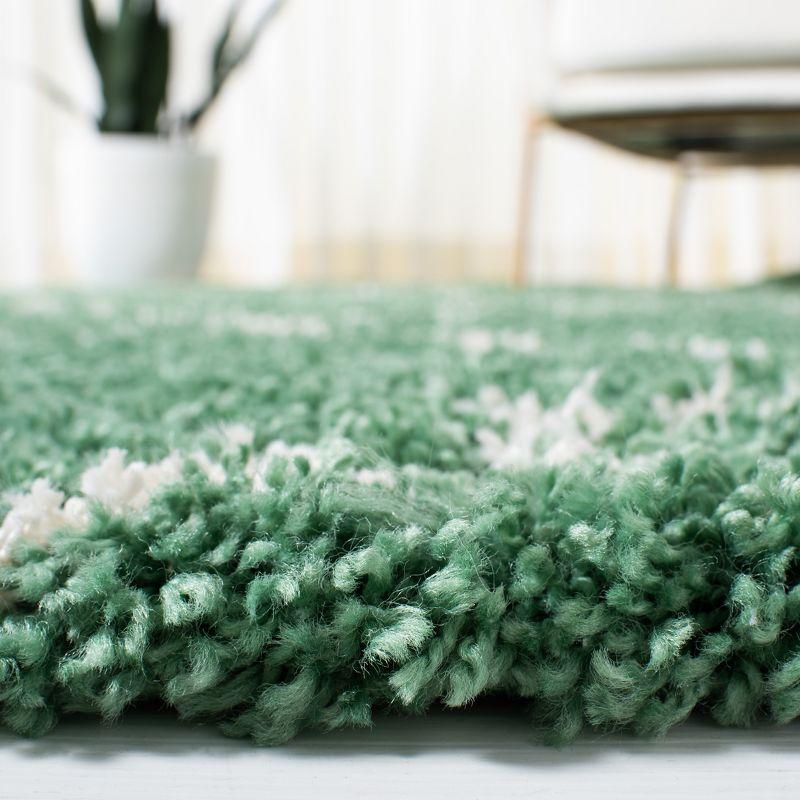 Green and Ivory Rectangular Shag Area Rug