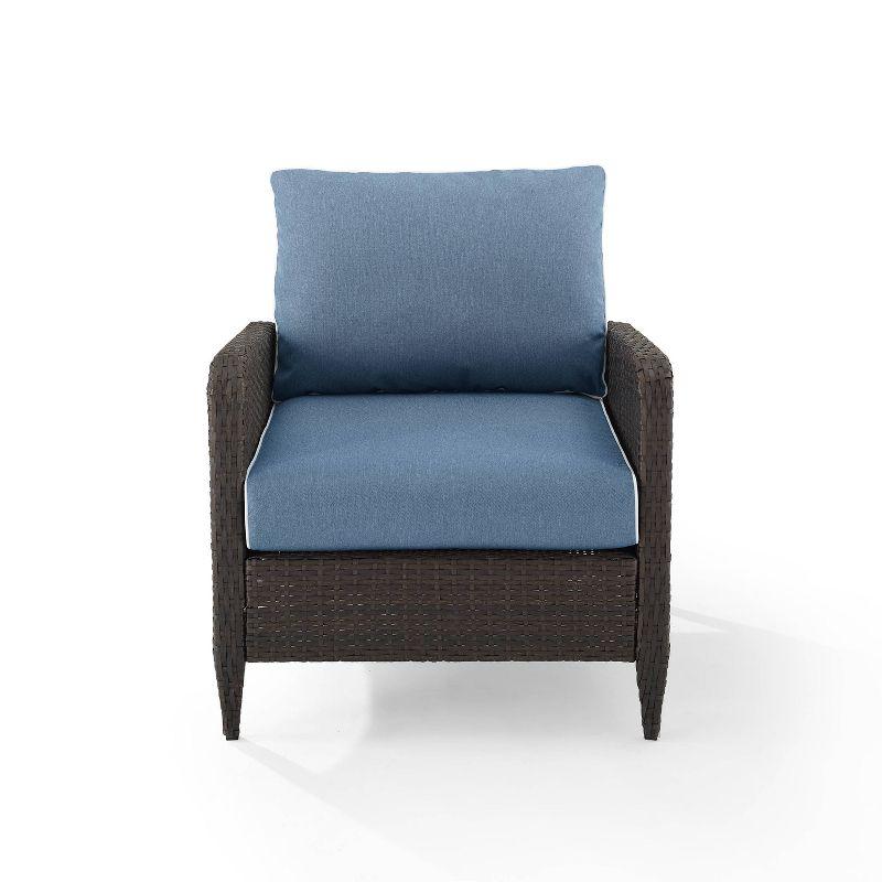 Kiawah Blue Wicker Outdoor Arm Chair with Cushions