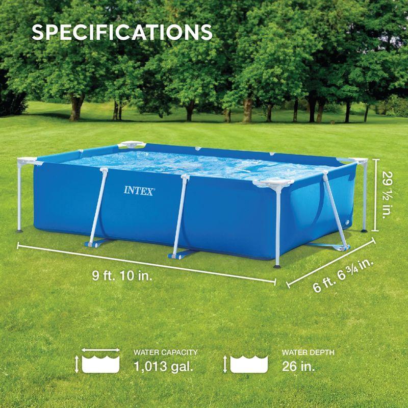 Intex Rectangular Frame Above Ground Outdoor Home Backyard Splash Swimming Pool with Flow Control Valve for Draining