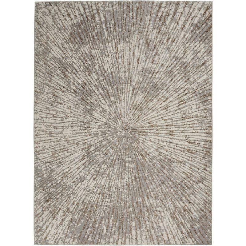 Gray and Beige Abstract Synthetic 5' x 7' Area Rug