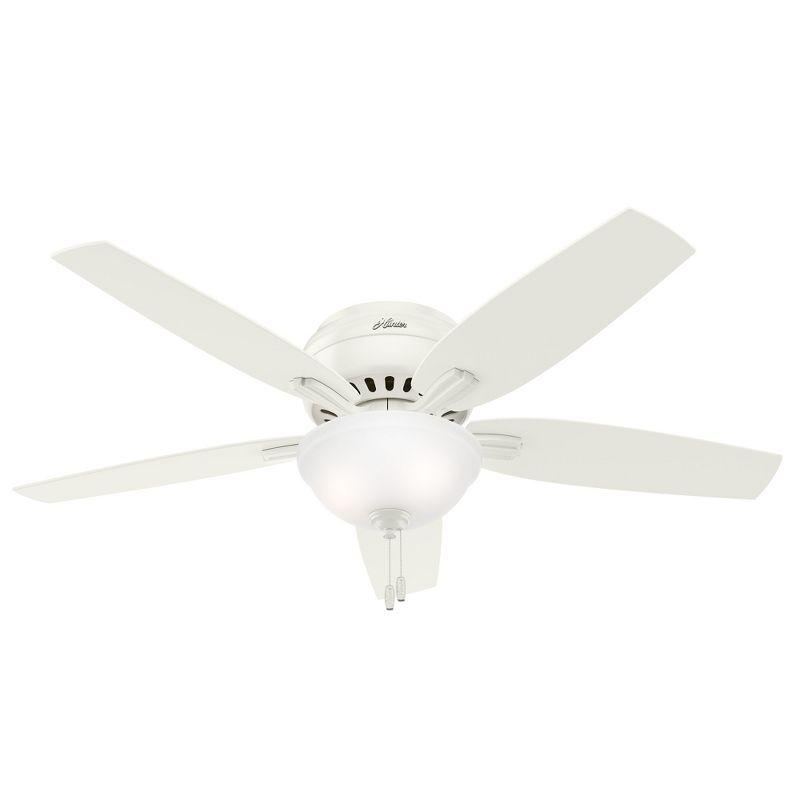 52" White Low Profile Ceiling Fan with LED Light