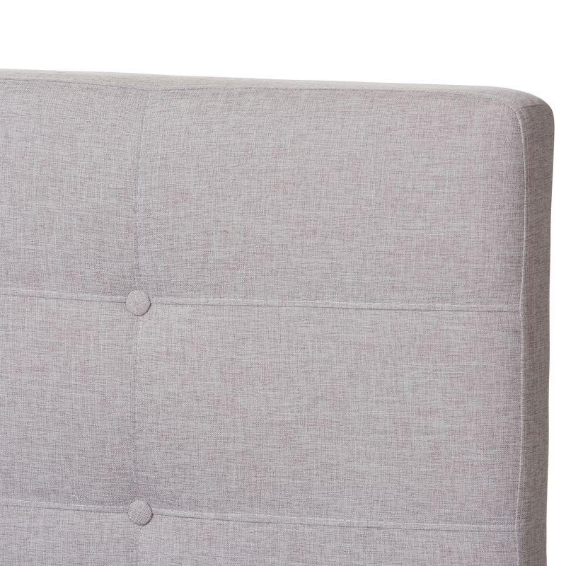 Valencia Mid Modern Fabric Platform Full Bed Gray - Baxton Studio: Upholstered Headboard, Tapered Legs