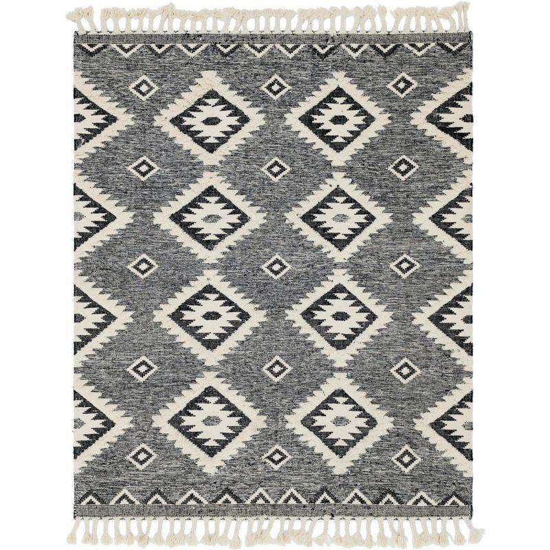 Charcoal Geometric Wool 8' x 10' Handmade Area Rug