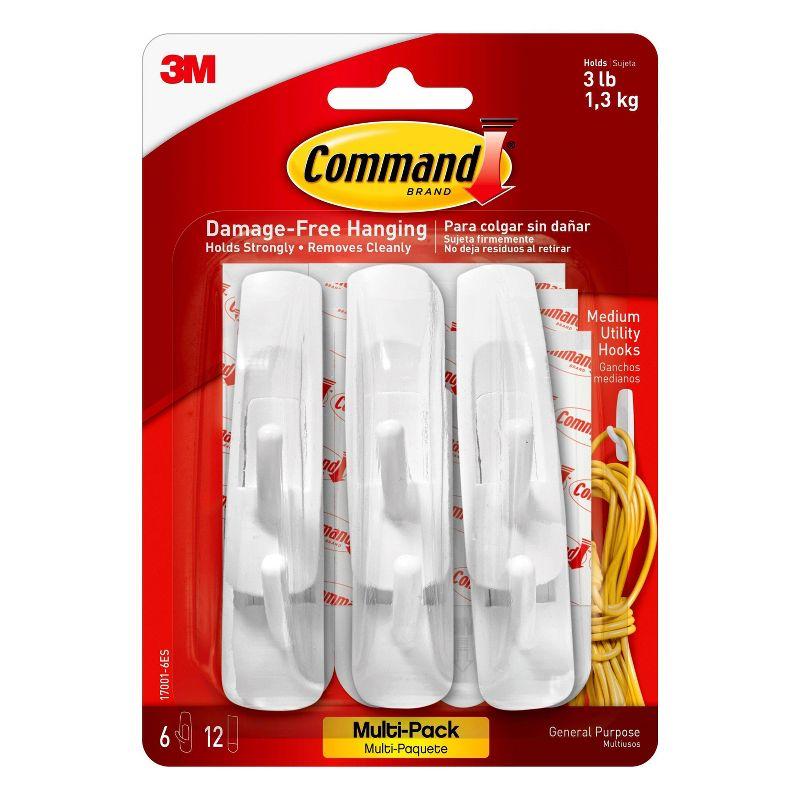 Command Medium White Plastic Utility Hooks Value Pack