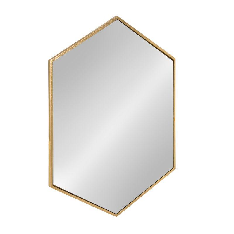 Antique Gold Hexagon 31" Metal Wall Mirror