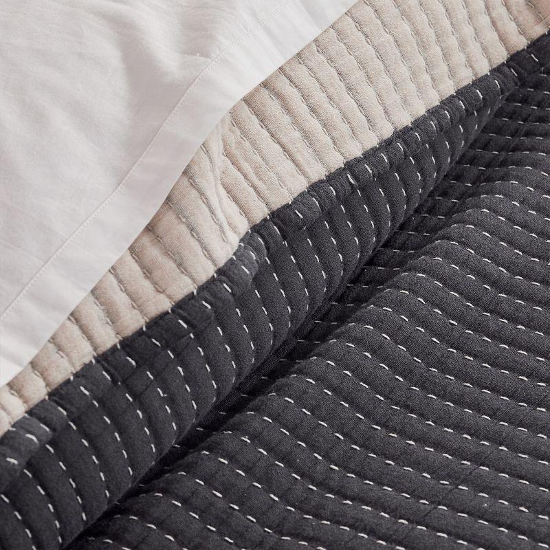 Caden Cotton Gauze Charcoal Coverlet - One King Coverlet - Levtex Home