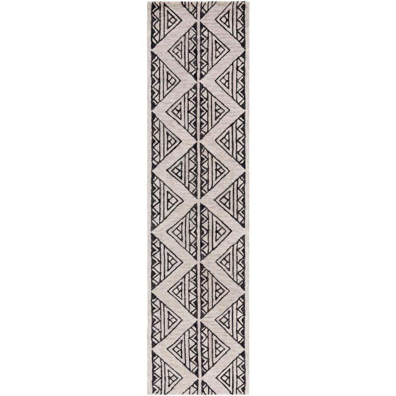 Hand-Tufted Black and Beige Wool Runner Rug