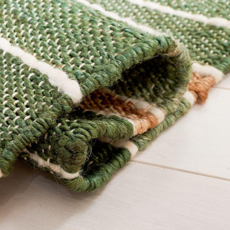 Striped Kilim STK312 Hand Woven Area Rug - Green/Natural - 6'x9' - Safavieh.