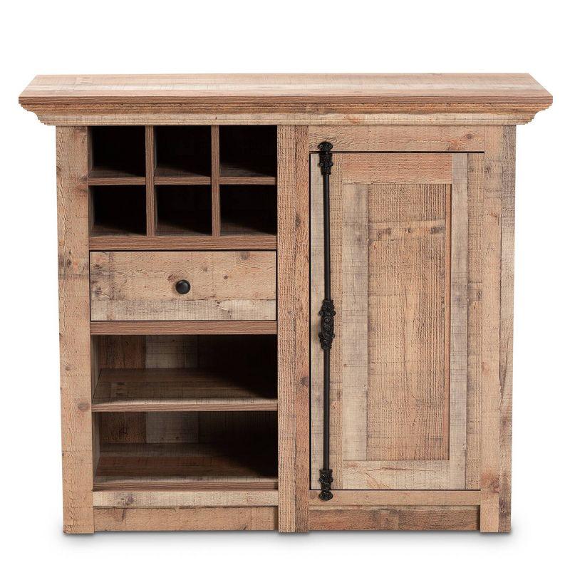 Albert Rustic Oak Brown Wood Dining Room Sideboard with Wine Cubbies