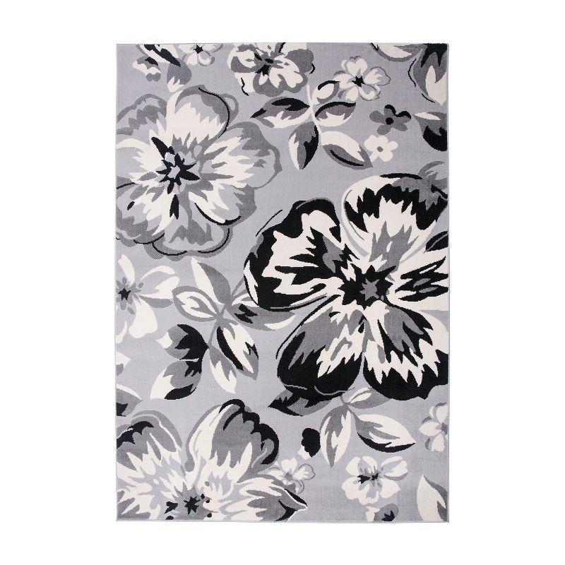 World Rug Gallery Modern Floral Design Gray 7'6" x 9'5" Area Rug