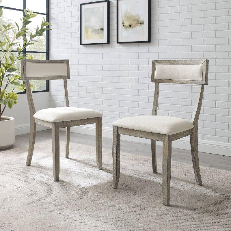 Crosley Set of 2 Alessia Dining Chairs Rustic Gray Wash: Upholstered, Rubberwood Legs, Foam Padded