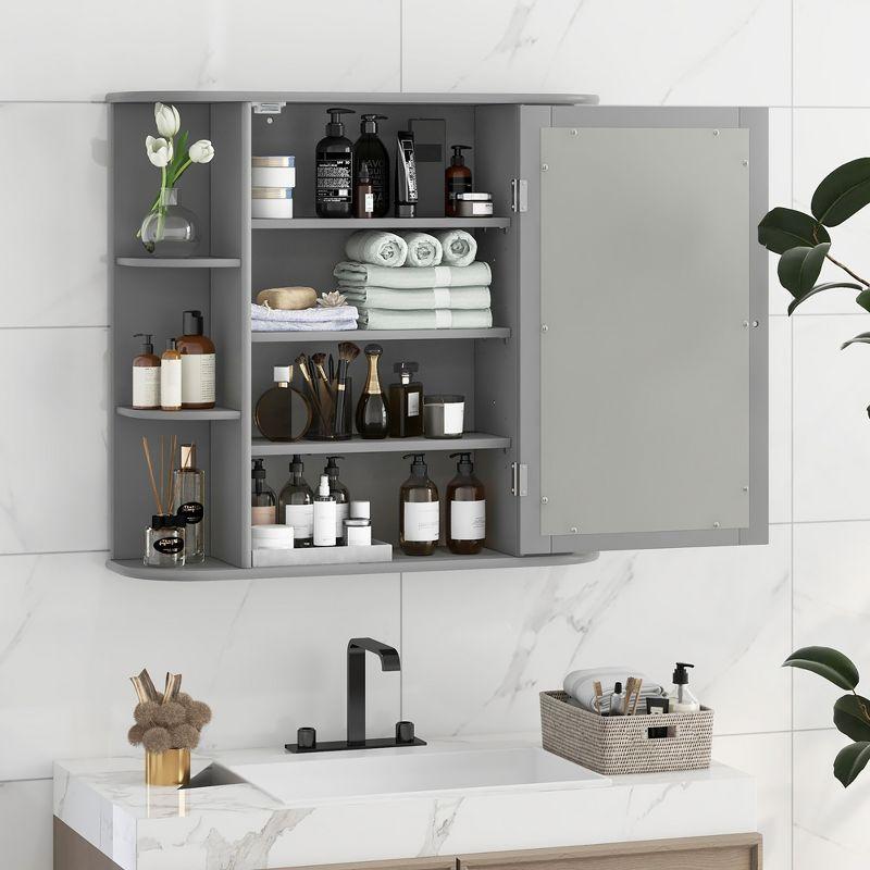 Costway Multipurpose Mount Wall Surface Bathroom Storage Cabinet Mirror Gray