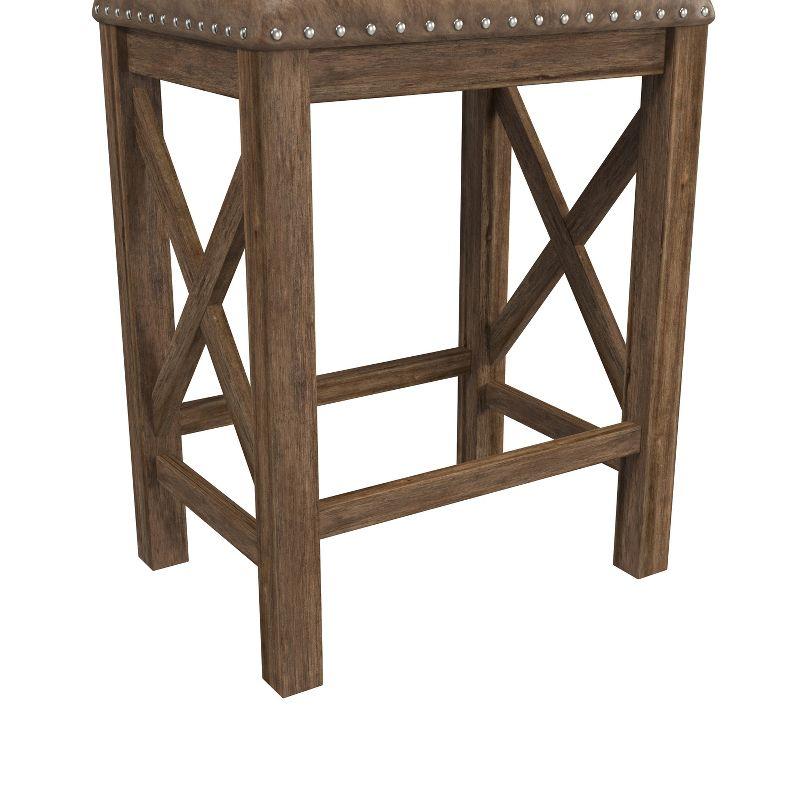 Set of 2 Willow Bend Counter Height Barstool Walnut/Brown- Hillsdale Furniture: Upholstered, Rustic Finish, Wood Frame