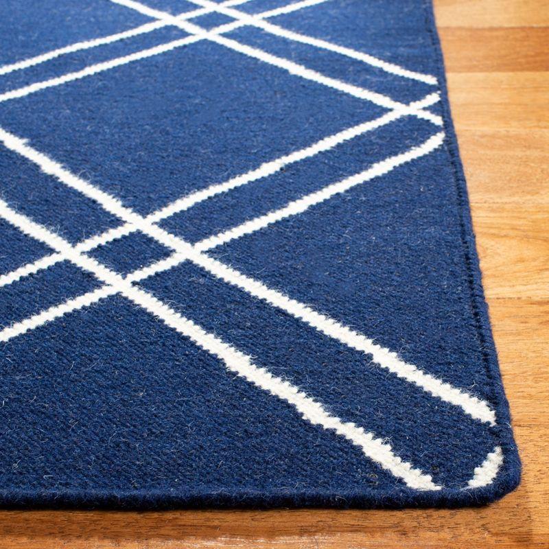 Dhurries DHU638 Hand Woven Area Rug - Navy/Ivory - 6'x6' - Safavieh.
