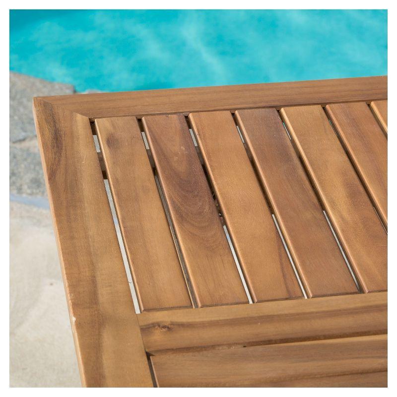Hermosa 5pc Acacia Wood Patio Dining Set with Cushions - Teak Finish - Christopher Knight Home: Outdoor Furniture, 4 Arm Chairs & Square Table