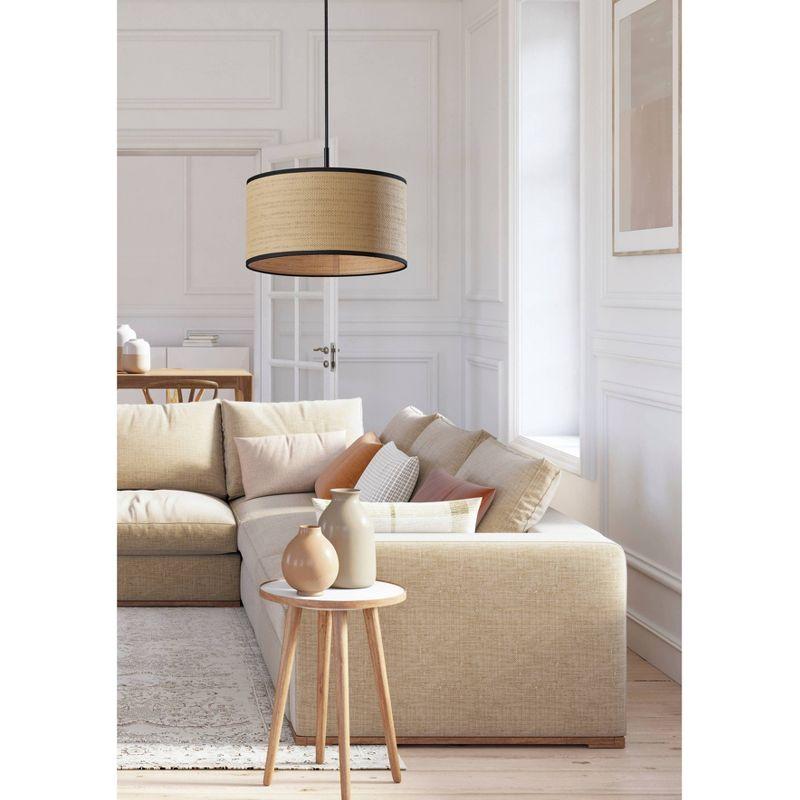 Harvest Pendant Black - Adesso: Woven Paper Shade, 15' Cord, ETL Listed, No Assembly Required