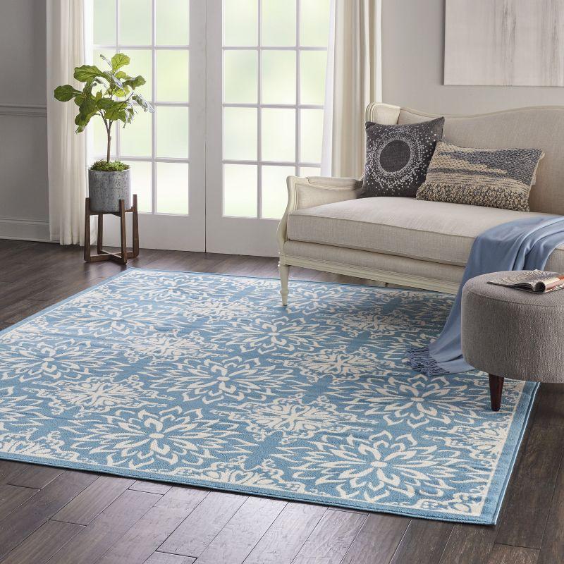 Jubilant JUB06 Ivory/Blue Area Rug Beach Transitional Floral By Nourison Navy/Ivory 4' x 6'