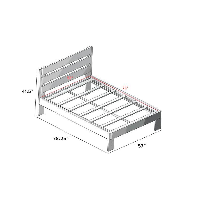 Driftwood Pine Full Platform Bed with Plank Headboard and Storage