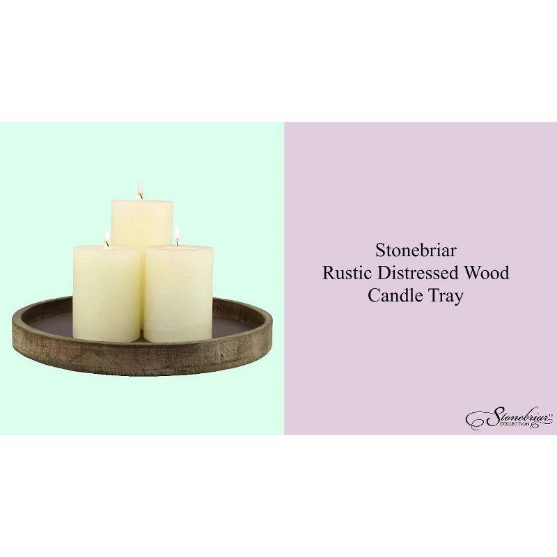 11.8" Rustic Round Wood Tray Brown - Stonebriar Collection