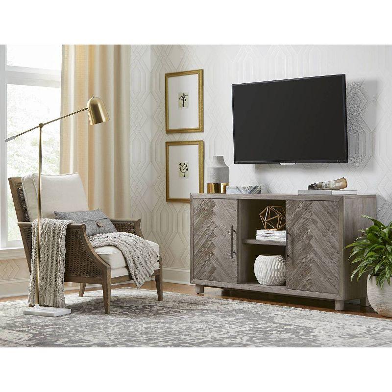 Palisade Console TV Stand for TVs up to 60" Gray - Martin Furniture: Herringbone Pattern, Iron Hardware