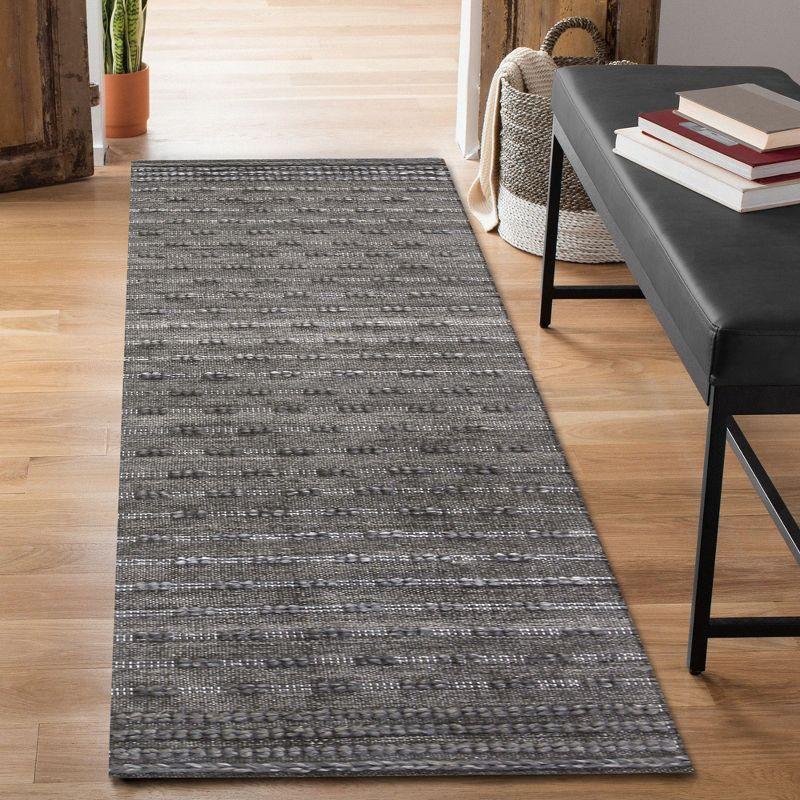 Charcoal Flat Woven Synthetic Reversible Indoor/Outdoor Rug 2' x 8'