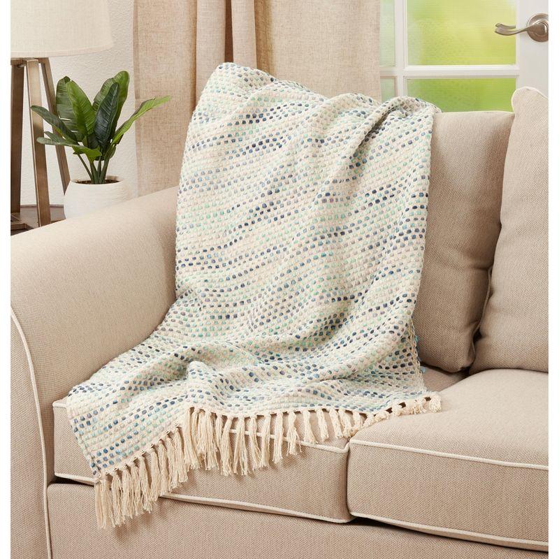 Confetti Design Gray and Blue Woven Throw Blanket