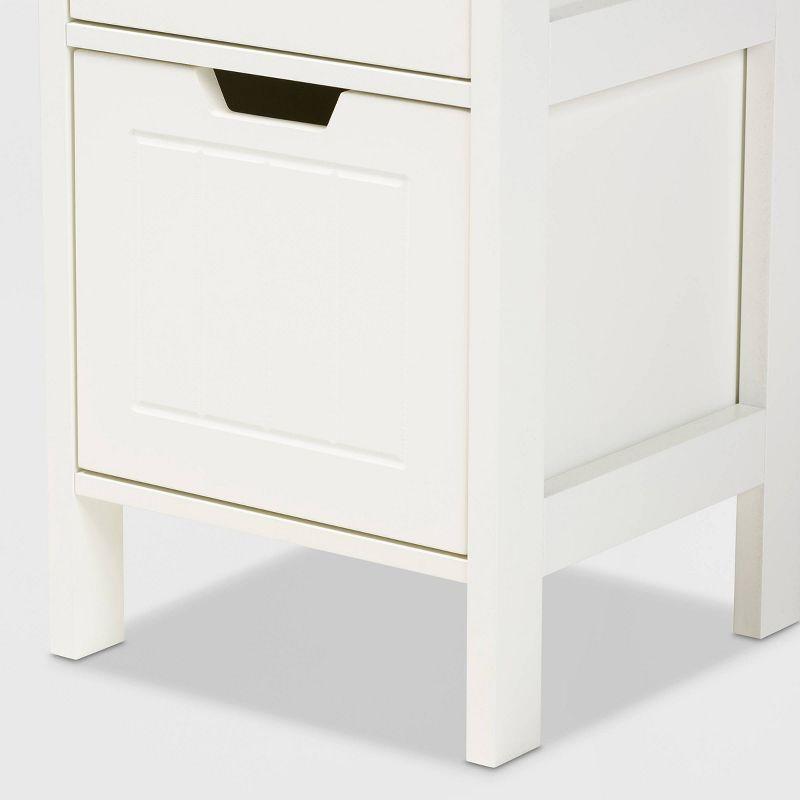 Reuben 2 Drawer Wood Storage Cabinet White - Baxton Studio: Mid-Century Modern Bathroom Floor Organizer with 10 Shelves