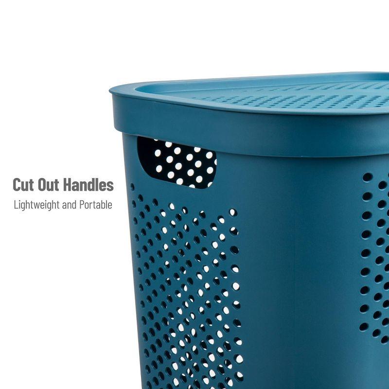 Mind Reader Mind Reader 60L Slim Laundry Hamper, Clothes Basket, Lid, Ventilated, Plastic, 17.25"L x 13.75"W x 23.5"H, 2-Pack