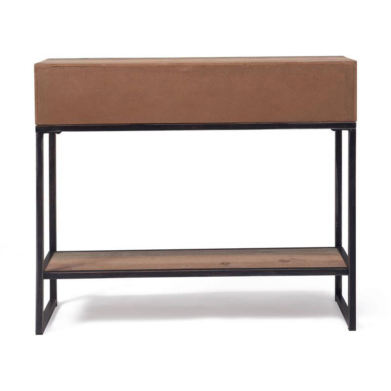 Rustic Wood and Metal Console Table with Dual Storage Drawers