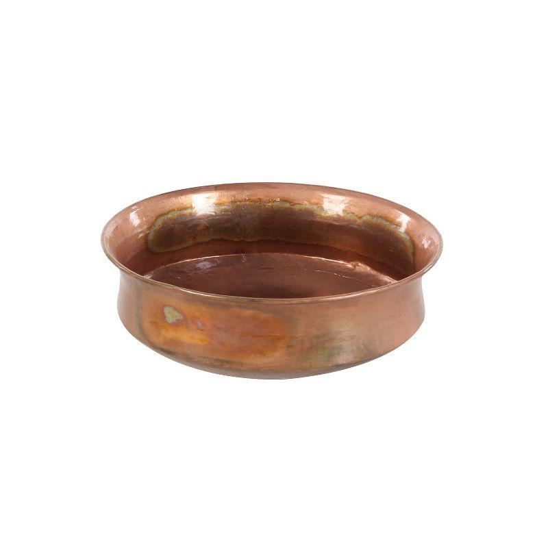 Alfarata 4 Piece Metal Wide Weathered Low Bowl Indoor Outdoor Copper Planter Set