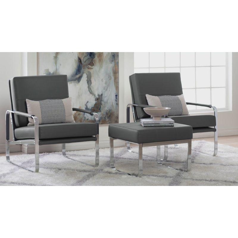 Allure Modern Blended Leather Accent Arm Chair Smoke Gray/Chrome - Studio Designs Home: Chrome-Finished, Comfortable Seating