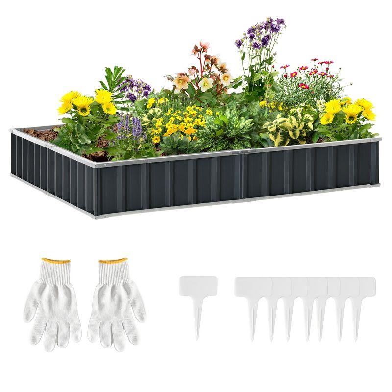 Dark Grey Metal Raised Garden Bed Planter Box