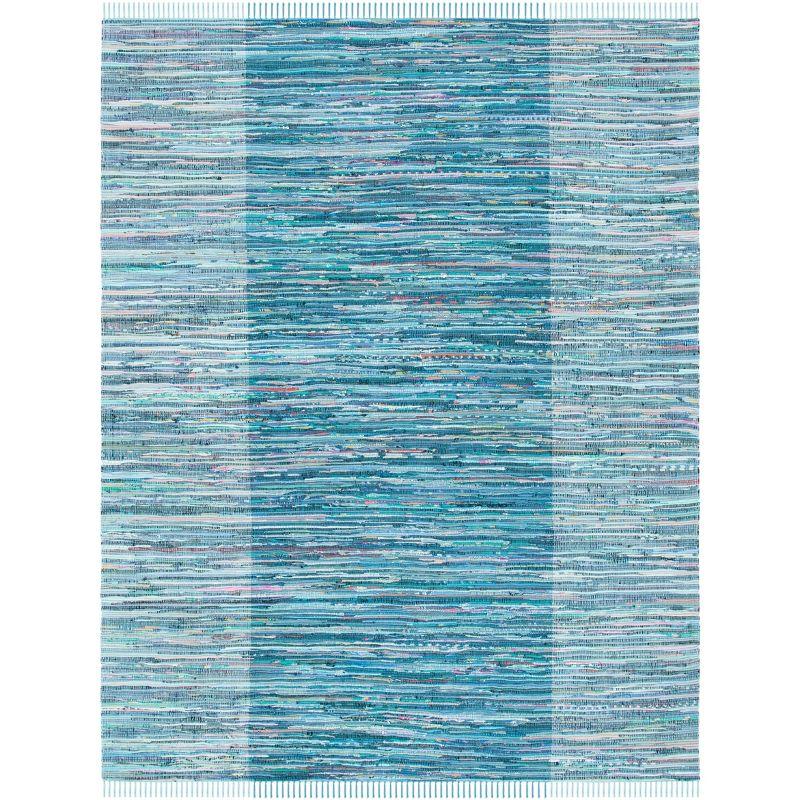 Rag Area Rug RAR122 Hand Woven Area Rug - Light Blue/Grey - 8'9"x11'9" - Safavieh.