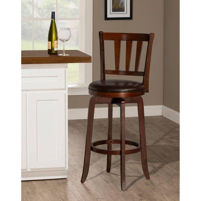 29.5" Presque Isle Swivel Barstool Cherry/Brown - Hillsdale Furniture: Padded High-Back with Footrest