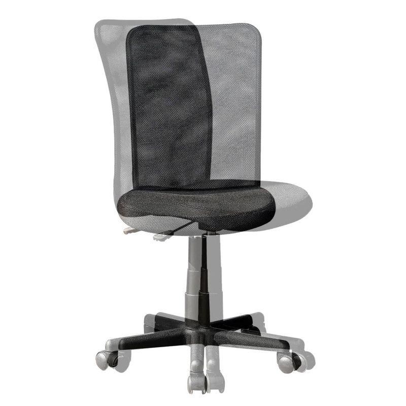 Mesh Task Office Chair Black - Techni Mobili: Pneumatic Height Adjustment, 5-Star Base, Armless