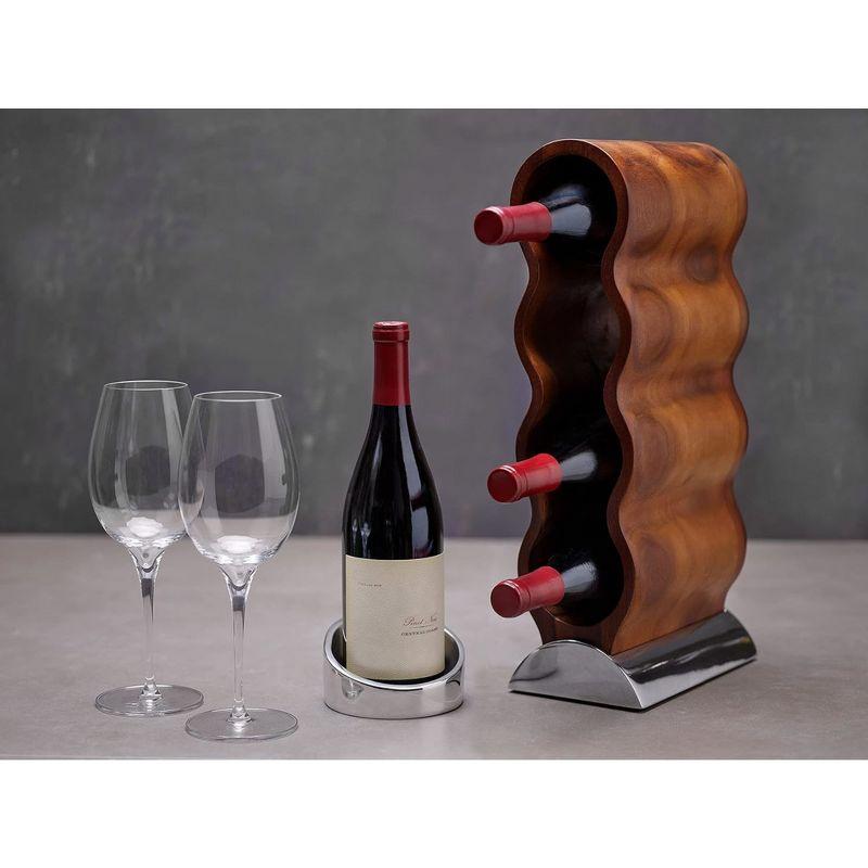 Nambé Tilt Winery Coaster - Angled Rim Alloy Drip Catcher & Bottle Holder - Sculptural Metal Table Accent, Chilled Bottle Rest & Counter Décor