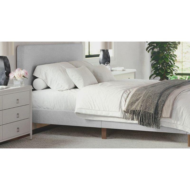 Martha Stewart Britta Upholstered Platform Bed With Piped Detail Headboard