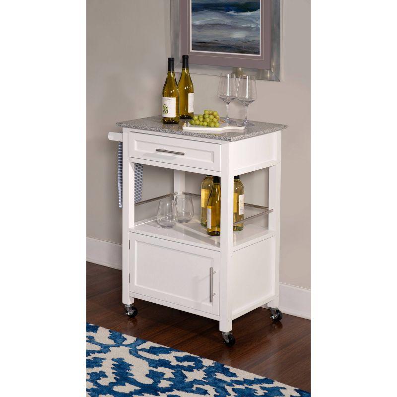 Mitchell Granite Top White Kitchen Cart with Storage