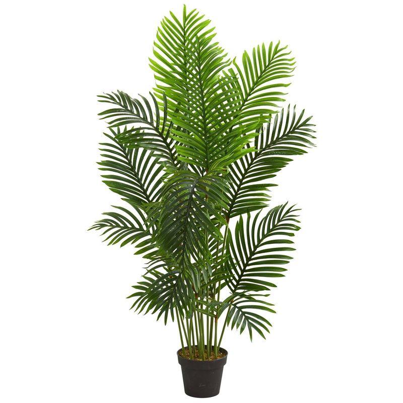 5-Foot Green Plastic Potted Palm Tree for Outdoor Decor