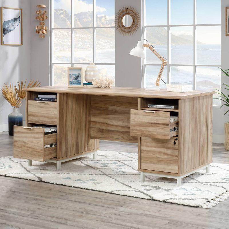 Kiln Acacia Executive Desk with Drawers and Filing Cabinet