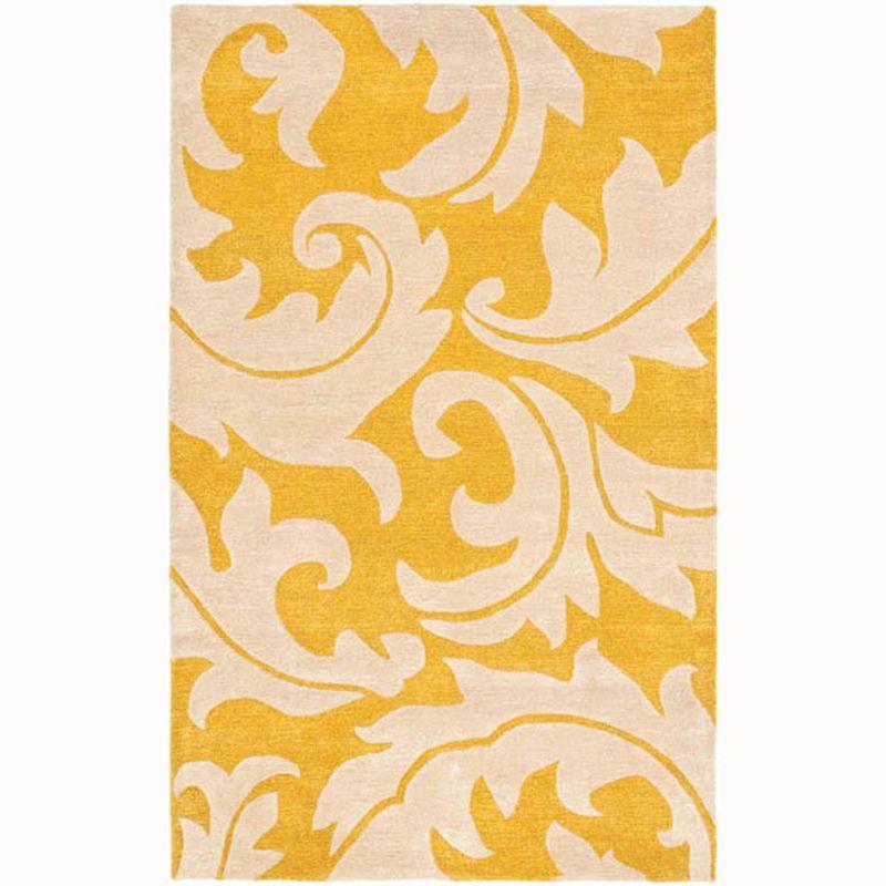 Ivory and Gold Hand-Tufted Wool and Viscose Area Rug