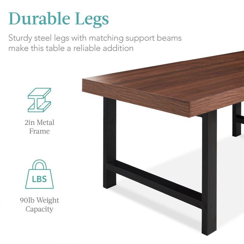 Best Choice Products 44in Modern Butcher Block Top Coffee Table, Rectangular Wood Accent Table w/ Metal Legs