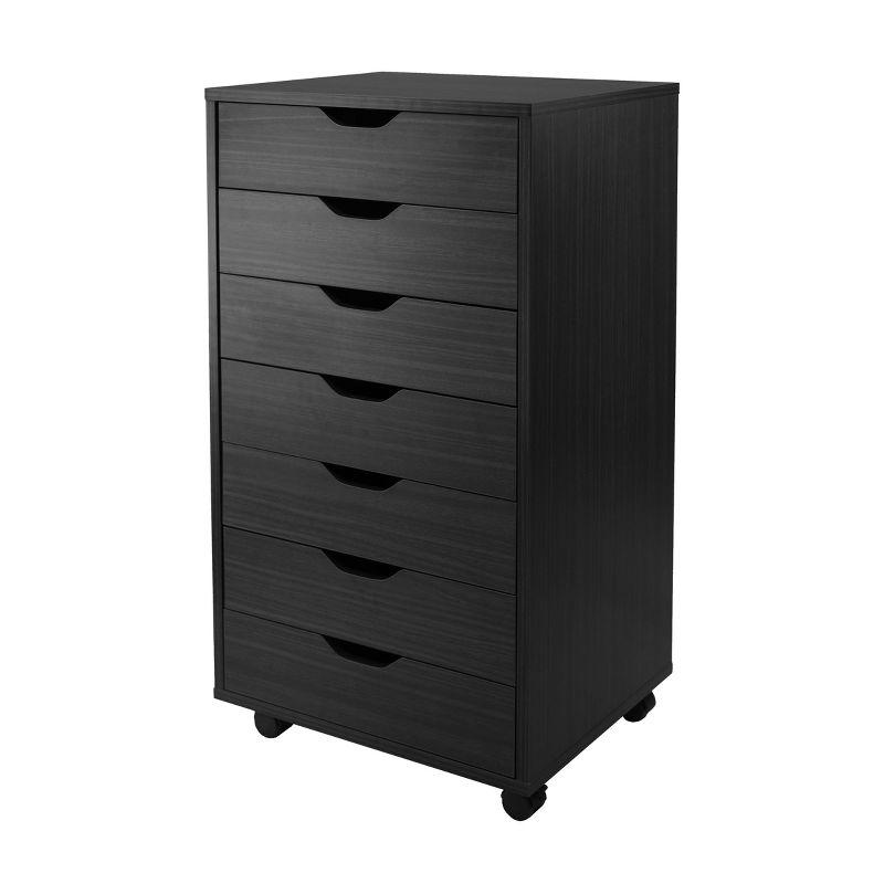 Winsome Halifax Black 7-Drawer Mobile Cabinet with Casters