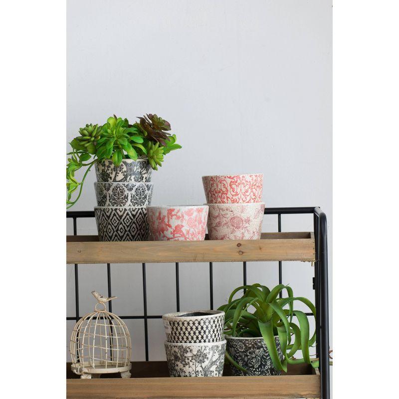 A&B Home 3pc Outdoor Decor Floral Naturespire Planters - Blue: Ceramic, No Drainage Hole, Freestanding