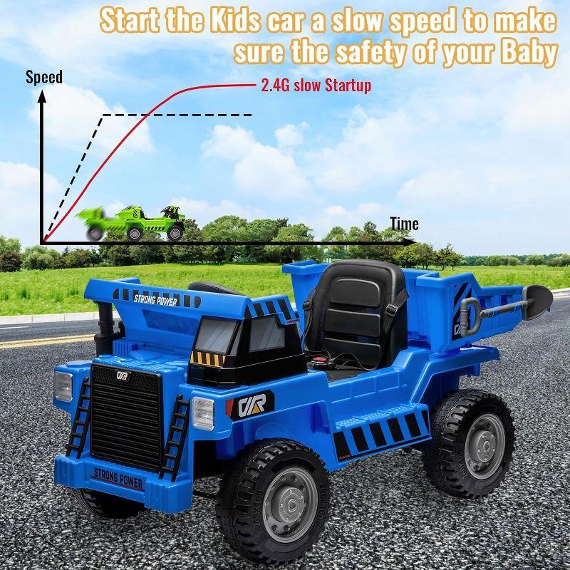 Ride On Dump Truck, Ride On Car with Remote Control, 12V Kids Electric Car with Remote Control