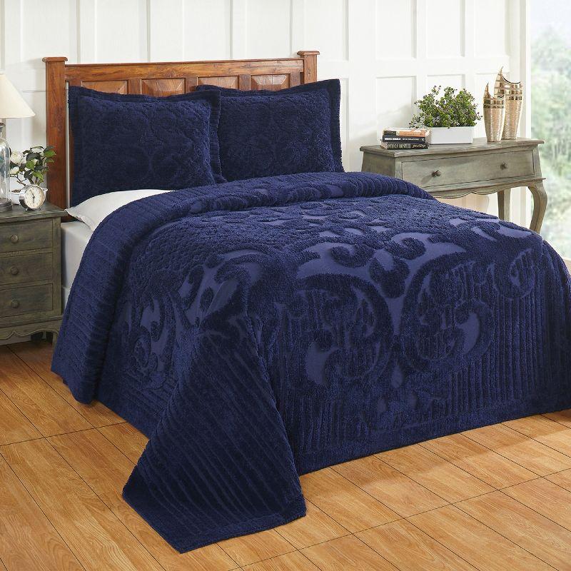 Navy Medallion King Cotton Reversible Bedspread